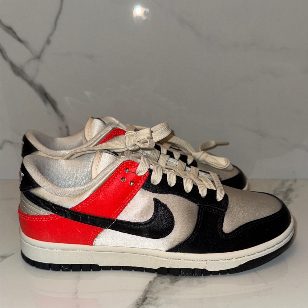 Nike dunks satin low tops Black and Red Sneakers size 7.5 women’s